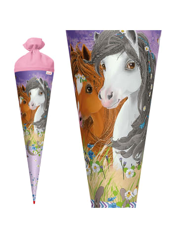 ROTH Schultüte groß Blumenpferde 70 cm, Glitter in Lila