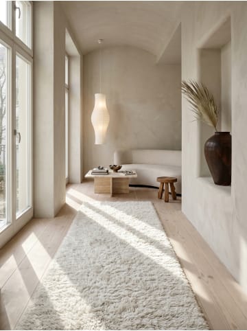 KADIMA DESIGN Teppich Hochflor Shaggy Waschbar Einfarbig RHEIN Strapazierfähig in Creme