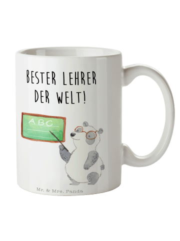 Mr. & Mrs. Panda Henkelpott Panda Lehrer mit Spruch in Weiß
