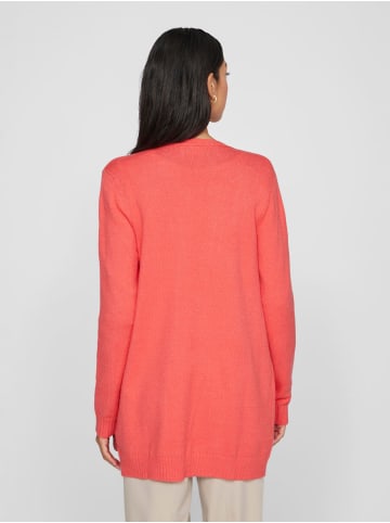 Vila Feinstrick Basic Cardigan Stretch mit Taschen VIRIL in Neon Orange