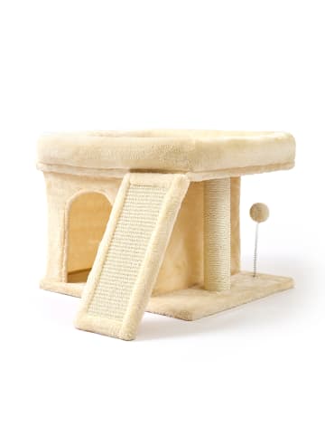relaxdays Kratzbaum in Beige - (B)54 x (H)38,5 x (T)45 cm