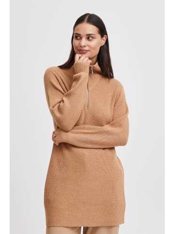 b.young Strickpullover BYMILO HAFLZIP TUNIC - 20813523  Strickkleid in Midi-Länge mit Troyerkragen in Braun