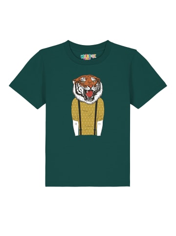 wat? Apparel T-Shirt Tiger Head in Dunkelgrün
