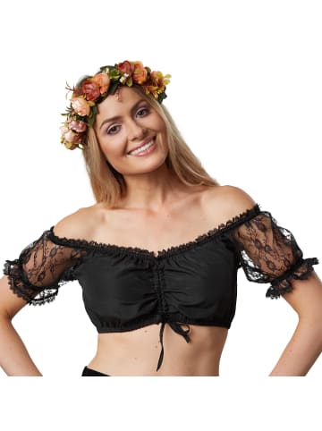 tectake Einfarbige Dirndlbluse mit hohem Tragekomfort, schwarz