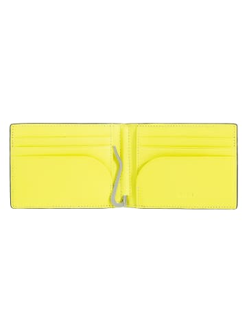DuDu Up Geldbörse RFID Schutz Leder 11 cm Geldscheinklammer in black-bright yellow