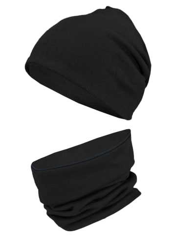 TupTam Unisex Kinder Beanie Mütze Schlauchschal Set in schwarz
