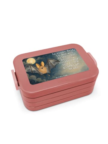 Mr. & Mrs. Panda Lunchbox Fledermaus Flügel Design mit Spruch in Rot Pastell