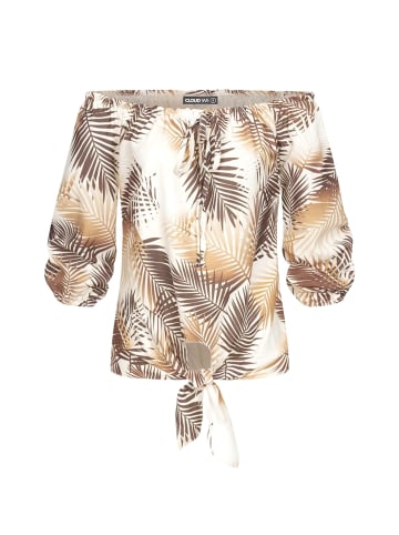 Cloud5ive Cloud5ive Off-Shoulder Bluse mit Knotendetail und Rüschen in white