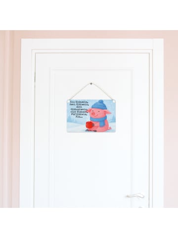 Mr. & Mrs. Panda Schild Schweinchen Glühwein Design mit Spruch in Weiß