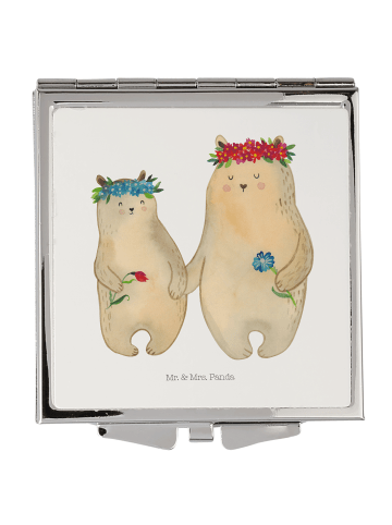 Mr. & Mrs. Panda Klappspiegel Bären mit Blumenkranz ohne Spruch in Weiß