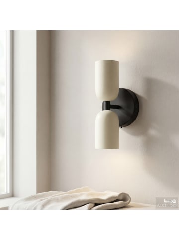 home24 Akku-Wandleuchte NIMI in Creme / Schwarz
