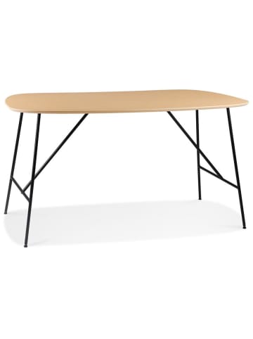 KADIMA DESIGN Vielseitiger Ess-/Schreibtisch aus Eichenholz, Robuste Metallstruktur in Beige