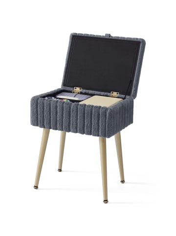 SONGMICS Sitzhocker Glamor in Grau - (B)30 x (H)50 x (T)40 cm
