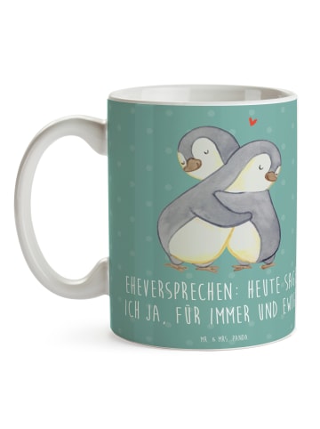 Mr. & Mrs. Panda Kaffeebecher Eheversprechen für immer mit Spruch in Meeresbrise