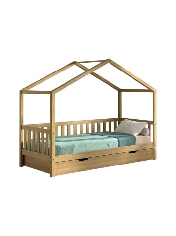 58 aufm Kessel HAUSBETT Kapua Eiche massiv Natur Dachaufbau 90x200