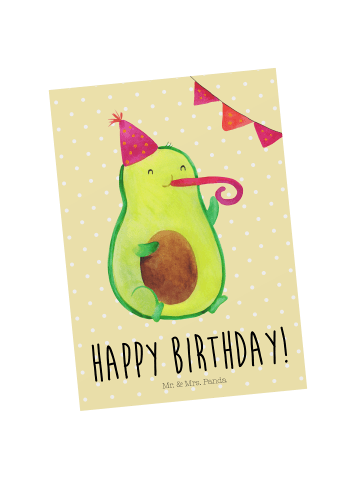 Mr. & Mrs. Panda Grußkarte Avocado Geburtstag mit Spruch in Gelb Pastell