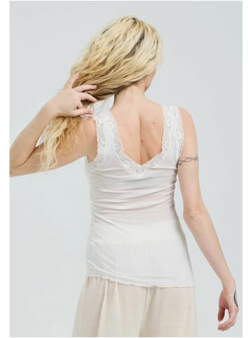 Seamless Basic Top Cotton Lacey in Off-White