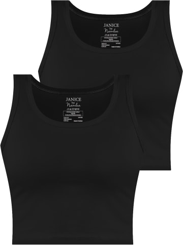 Janice 2 x Damen crop Top Namlea in Schwarz