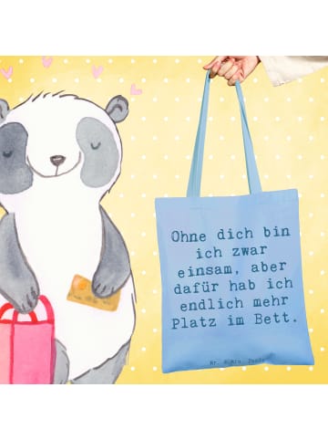 Mr. & Mrs. Panda Jutebeutel Spruch Liebeskummer Platz im Bett mi... in Sky Blue