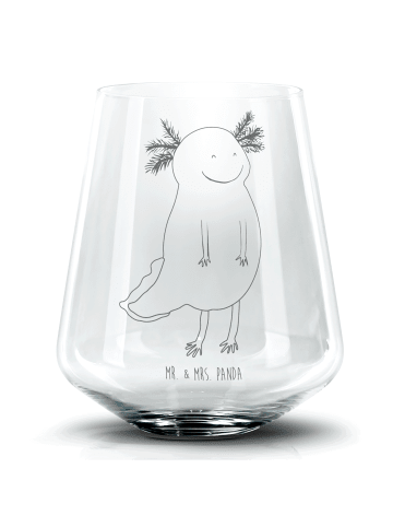 Mr. & Mrs. Panda Blümchentail Glas Axolotl Glücklich ohne Spruch in Transparent