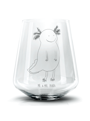 Mr. & Mrs. Panda Cocktail Glas Axolotl Glücklich ohne Spruch in Transparent