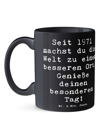Mr. & Mrs. Panda Kaffeebecher Spruch 1971 Geburtstag mit Spruch in Schwarz