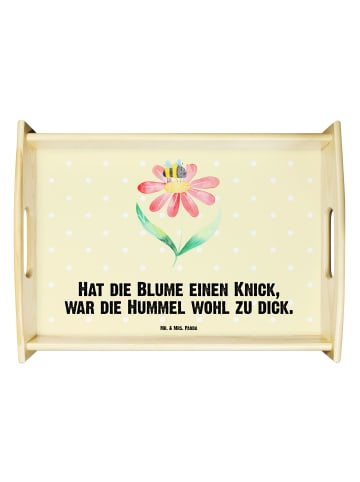 Mr. & Mrs. Panda Servierplatte Hummel Blume mit Spruch in Gelb Pastell