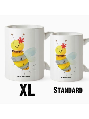 Mr. & Mrs. Panda XL Tasse Biene Blume ohne Spruch in Weiß