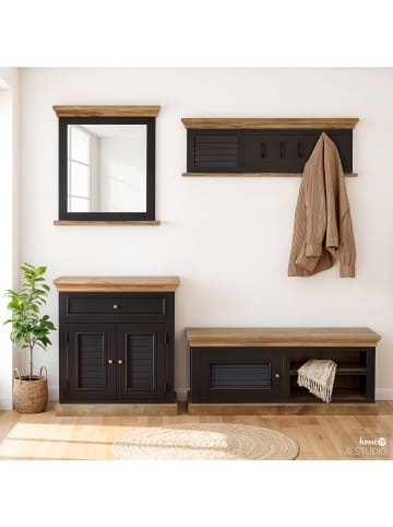 home24 home24 Badspiegel aus Mango massiv im modernen Landhausstil in Schwarz