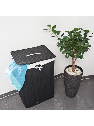 relaxdays 2 x Wäschekorb in Schwarz - (B)43,5 x (H)65,5 x (T)33,5 cm
