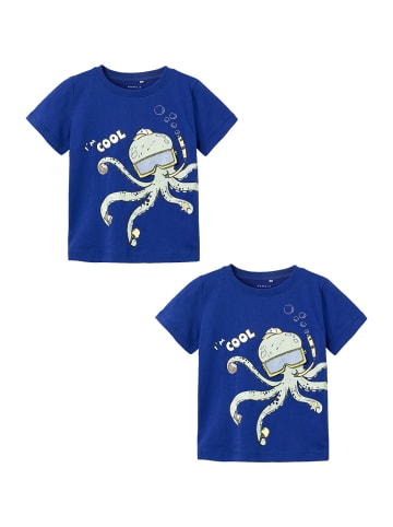 name it T-Shirt Print Design Rundhals Shirt in Blau-2