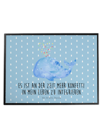 Mr. & Mrs. Panda Schreibtischunterlage Wal Konfetti mit Spruch in Blau Pastell