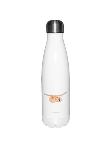 Mr. & Mrs. Panda Edelstahl Trinkflasche Faultier Kind ohne Spruch in Weiß