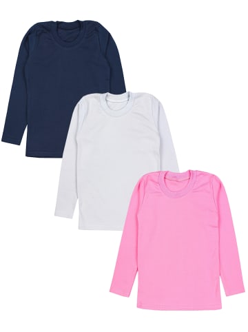 TupTam Mädchen Langarmshirt 3er Pack in dunkelblau