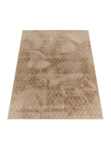 KADIMA DESIGN Hochflor Teppich waschbar Unifarben Struktur Schlafzimmer in Beige