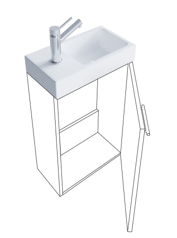 VCM  3tlg Waschtisch Slito SP Toilette schmal Schwarz in Honig-Eiche