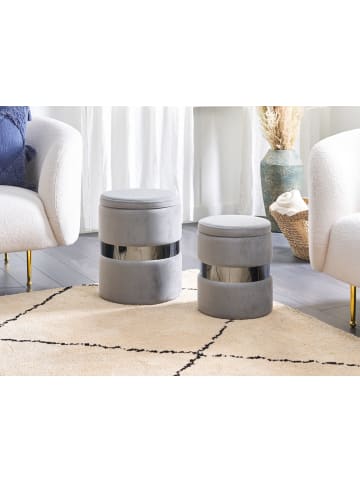 Beliani 2er-Set Pouf DORIS in Grau/Silber