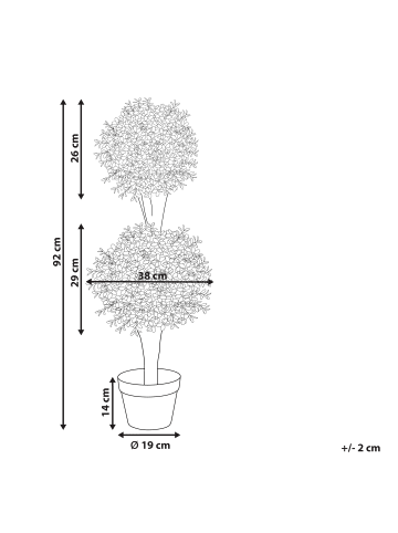 Beliani Kunstpflanze BUXUS BALL TREE in Grün/Schwarz/Braun