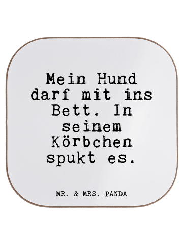 Mr. & Mrs. Panda Untersetzer für Gläser Mein Hund darf mit... mi... in Weiß