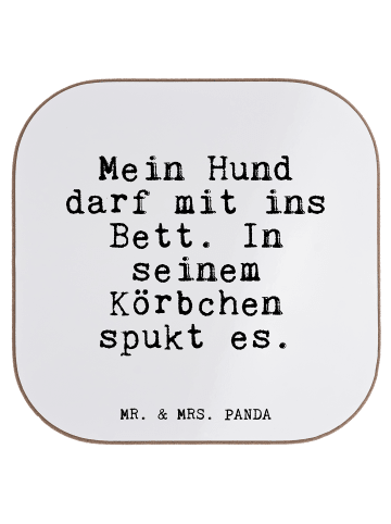 Mr. & Mrs. Panda Untersetzer Mein Hund darf mit... mit Spruch in Weiß