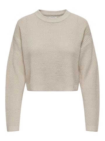 ONLY Cropped Rippstrick Pullover Kurzer Langarm Sweater ONLMALAVI in Beige