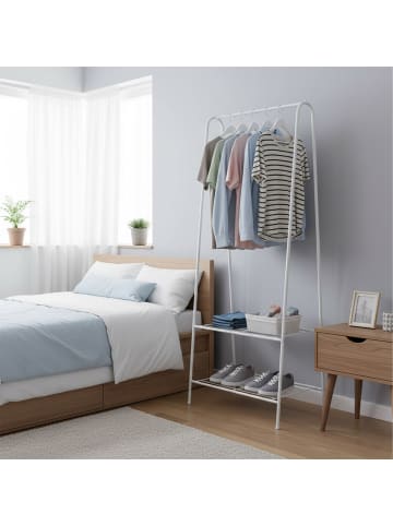 relaxdays Kleiderständer in Weiß - (B)60 x (H)151 x (T)34,5 cm
