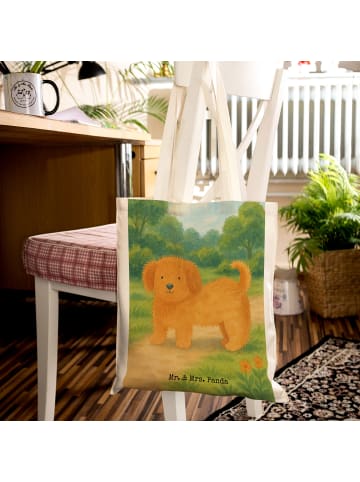 Mr. & Mrs. Panda Strandtasche Hund Flauschig Design ohne Spruch in Weiß