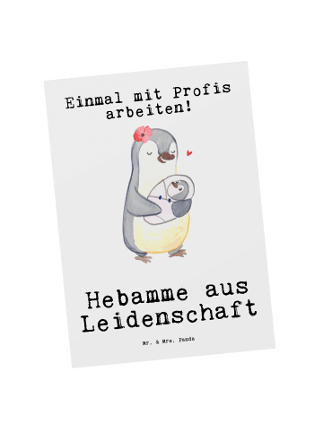 Mr. & Mrs. Panda Grußkarte Hebamme Leidenschaft mit Spruch in Weiß