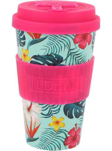 i-Drink RPET-Kaffeebecher mit Silikonverschluss 435 ml Becher Tropical