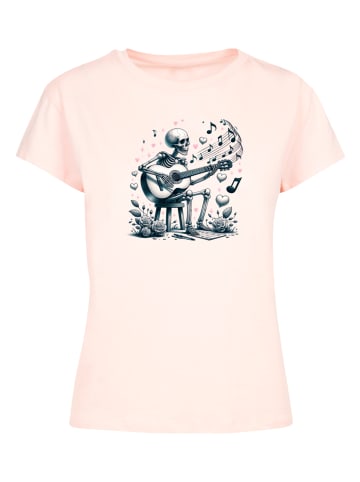 F4NT4STIC Box Tee Skelett spielt Gitarre, Musik, Liebe in pink