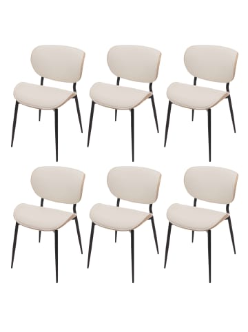 MCW 6er-Set Esszimmerstuhl O45, Natur, weiß