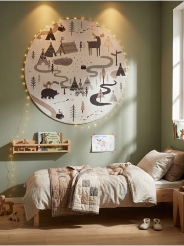 KADIMA DESIGN Kinderteppich Dinosaurier Waschbar Rutschfest Spielteppich in Creme