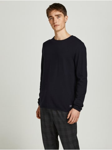 Jack & Jones Rundhals Strickpullover Langarm Sweater aus Baumwolle JJEHILL in Schwarz