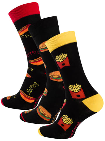 Vincent Creation® Lustige Socken "FAST FOOD" 3 Paar in Bunt